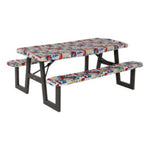 Lippert Vinyl Tablecloth with Bench Covers for Picnic Tables - Camping Patchwork