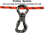 Dog Tie Out Cable for Camping, 50ft Portable Overhead Trolley System for Dogs up to 200lbs