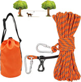 Dog Tie Out Cable for Camping, 50ft Portable Overhead Trolley System for Dogs up to 200lbs