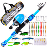 Kids Fishing Pole Set Full Kits W/ Telescopic Fishing Rod And Casting Reel