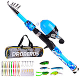 Kids Fishing Pole Set Full Kits W/ Telescopic Fishing Rod And Casting Reel