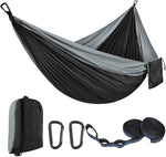 Solid Color Parachute Hammock with Hammock straps and Black carabiner Camping Survival travel Double Person outdoor furniture