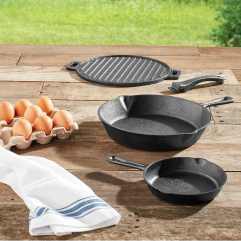 4-piece Cast Iron Skillet and Griddle Set