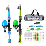 Kids Fishing Pole Set Full Kits W/ Telescopic Fishing Rod And Casting Reel